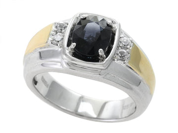 EFFY 925 14KY/SILVER NATURAL SAPPHIRE,WHITE SAPPHIRE RING