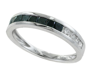 EFFY 14K WHITE GOLD DIAMOND,BLACK DIAMOND, RING