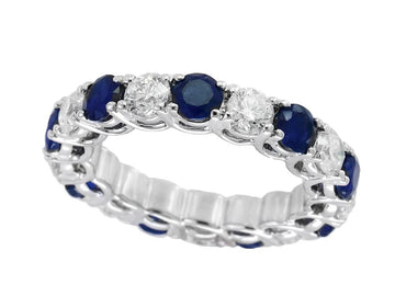 EFFY 14K WHITE GOLD DIAMOND,NATURAL SAPPHIRE RING