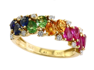 EFFY 14K YELLOW GOLD DIAMOND,PINK SAPPHIRE,NATURAL RUBY,NATURAL SAPPHIRE,TSAVORITE,YELLOW SAPPHIRE RING