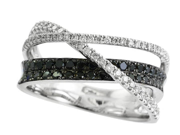 EFFY 14K WHITE GOLD DIAMOND,BLACK DIAMOND, RING