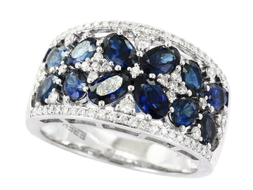 EFFY 14K WHITE GOLD DIAMOND,NATURAL SAPPHIRE RING