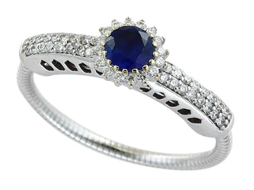 EFFY 14K WHITE GOLD DIAMOND,NATURAL SAPPHIRE RING