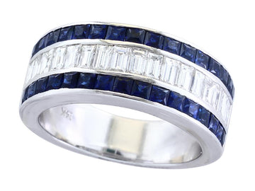 EFFY 14K WHITE GOLD DIAMOND,NATURAL SAPPHIRE RING