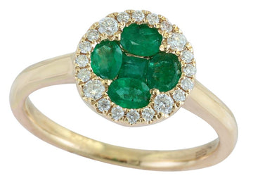 EFFY 14K YELLOW GOLD DIAMOND,NATURAL EMERALD RING