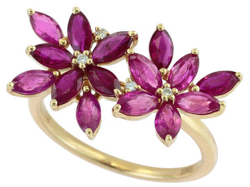 EFFY 14K YELLOW GOLD DIAMOND,NATURAL RUBY RING