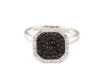 EFFY 14K WHITE GOLD DIAMOND,BLACK DIAMOND, RING