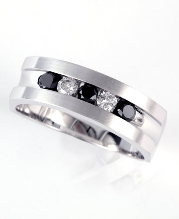 Effy 14K White Gold Diamond,Black Diamond, Ring