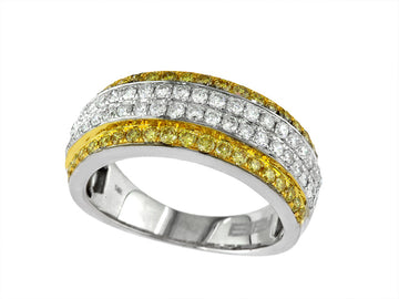 EFFY 14K WHITE GOLD DIAMOND,NATURAL YELLOW DIAMOND, RING