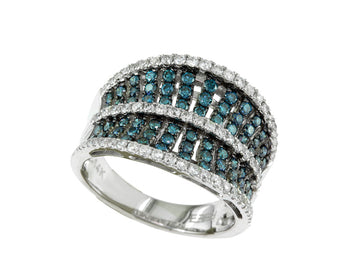 EFFY 14K WHITE GOLD DIAMOND,BLUE DIAMOND, RING