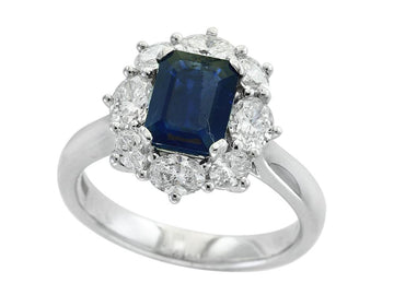 EFFY 14K WHITE GOLD DIAMOND,NATURAL SAPPHIRE RING