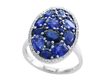 EFFY 14K WHITE GOLD DIAMOND,NATURAL CEYLON SAPPHIRE,NATURAL KANCHANABURI SAPPHIRE,NATURAL SAPPHIRE RING