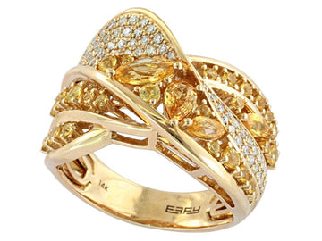 EFFY 14K YELLOW GOLD DIAMOND,YELLOW SAPPHIRE RING