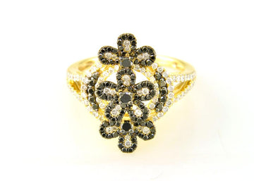 EFFY 14K YELLOW GOLD DIAMOND,BLACK DIAMOND, RING