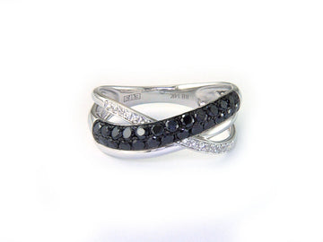 EFFY 14K WHITE GOLD DIAMOND,BLACK DIAMOND, RING