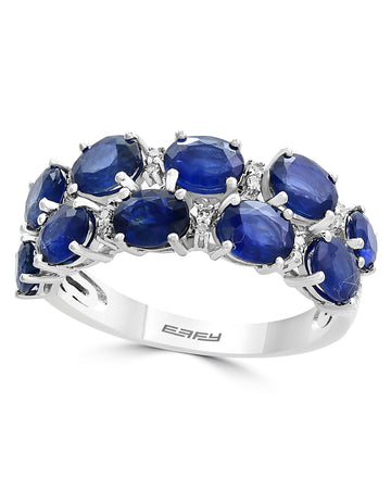 Effy 14K White Gold Diamond,Natural Sapphire Ring