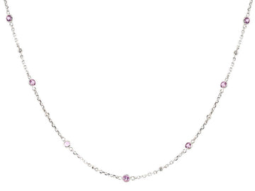 EFFY 925 SILVER DIAMOND,PINK SAPPHIRE NECKLACE