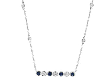 EFFY 14K WHITE GOLD DIAMOND,NATURAL SAPPHIRE NECKLACE