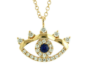 EFFY 14K YELLOW GOLD DIAMOND,NATURAL SAPPHIRE NECKLACE