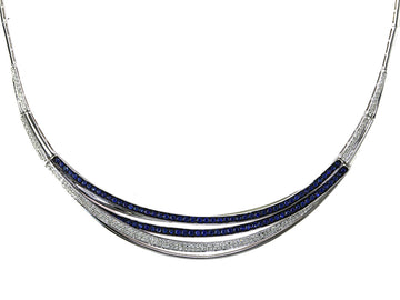 EFFY 14K WHITE GOLD DIAMOND,NATURAL SAPPHIRE NECKLACE