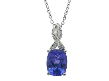 EFFY 14K WHITE GOLD DIAMOND,TANZANITE PENDANT