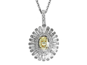 EFFY 18K WHITE and YELLOW GOLD DIAMOND,NATURAL YELLOW DIAMOND, PENDANT