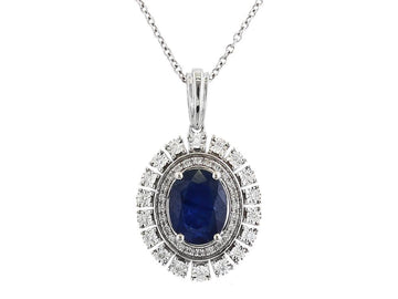 EFFY 14K WHITE GOLD DIAMOND,NATURAL SAPPHIRE PENDANT