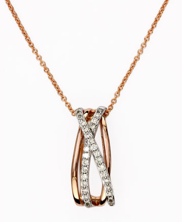 Effy 14K Wht/Rose Gd Diamond Pendant