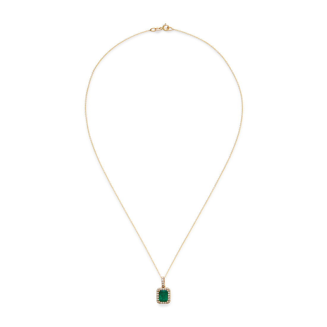 Effy 14K Yellow Gold Diamond, Natural Emerald Pendant