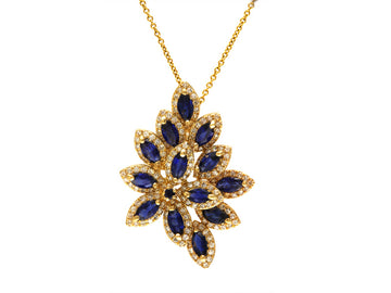 EFFY 14K YELLOW GOLD DIAMOND,NATURAL SAPPHIRE PENDANT