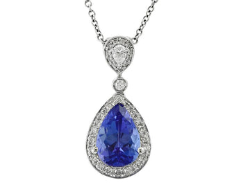 EFFY 14K WHITE GOLD DIAMOND,TANZANITE PENDANT